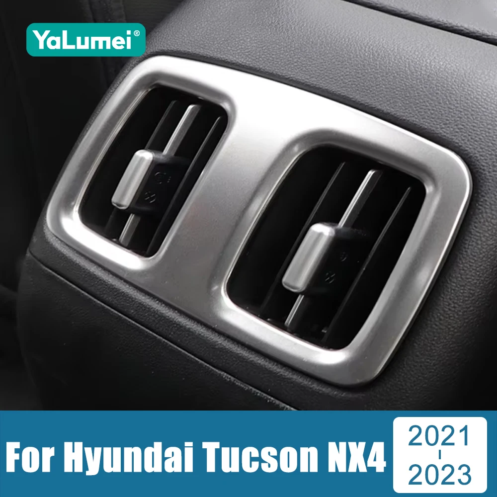 

For Hyundai Tucson NX4 2021 2022 2023 Stainless Steel Car Rear Air Conditioning Vent Outlet Frame Cover Trim Sticker Accessories