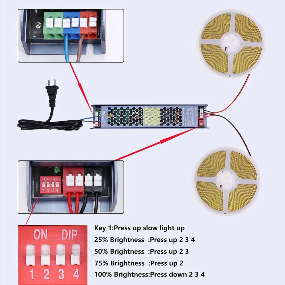 شريط إضاءة LED COB خارجي مقاوم للماء بطول 65.6 قدم، 6000 كلفن أبيض بارد، 11 وات/م، 312 مصباح LED/م، CRI 93 للمنزل والحديقة