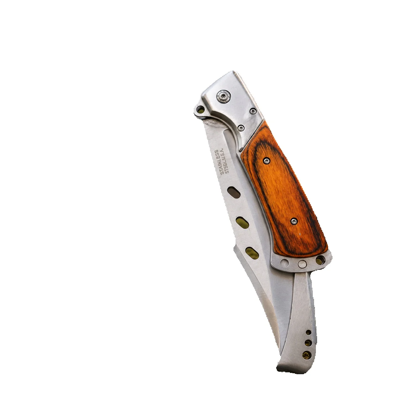 Tragbares Folkmesser mit Holzgriff - Stahl-Multitool für Camping, Wandern und Outdoor-Aktivitäten