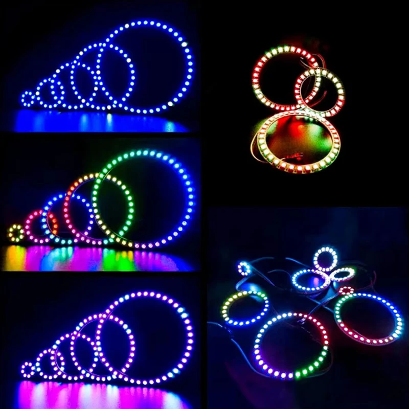 1 Piece SMD5050 RGB Pixel WS2812 Smart LED Ring 8/12/16/24/32/40 Lamp Beads DC5V Power Supply Built-in WS2812B IC Black view 4