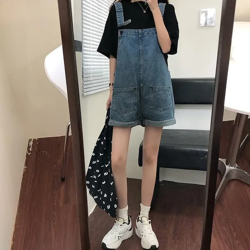 Pagliaccetti Donna Estate Denim Tute Streetwear Vintage Tasche larghe Moda Gamba larga Casual Studenti Donna Ulzzang Chic Nuovo