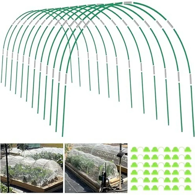 Garden Hoops for Raised Beds Greenhouse Hoops Wider Plant Tunnels Grow Tunnel Row Cover Netting Outdoor DIY Frame Support Stakes