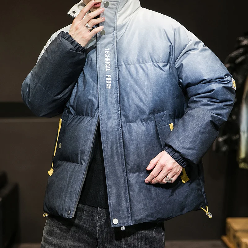 2022 nova marca masculina inverno jaqueta moda aquecida grosso parkas masculino casual algodão trench à prova de vento casacos quentes parka