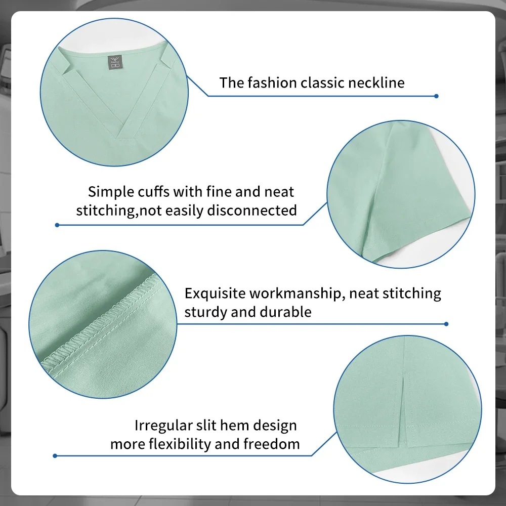 Accessoires d'infirmière, combinaisons chirurgicales d'hôpital, uniformes médicaux pour femmes, ensemble de gommages élastiques, hauts à manches courtes, pantalons, vêtements de médecin et d'infirmière