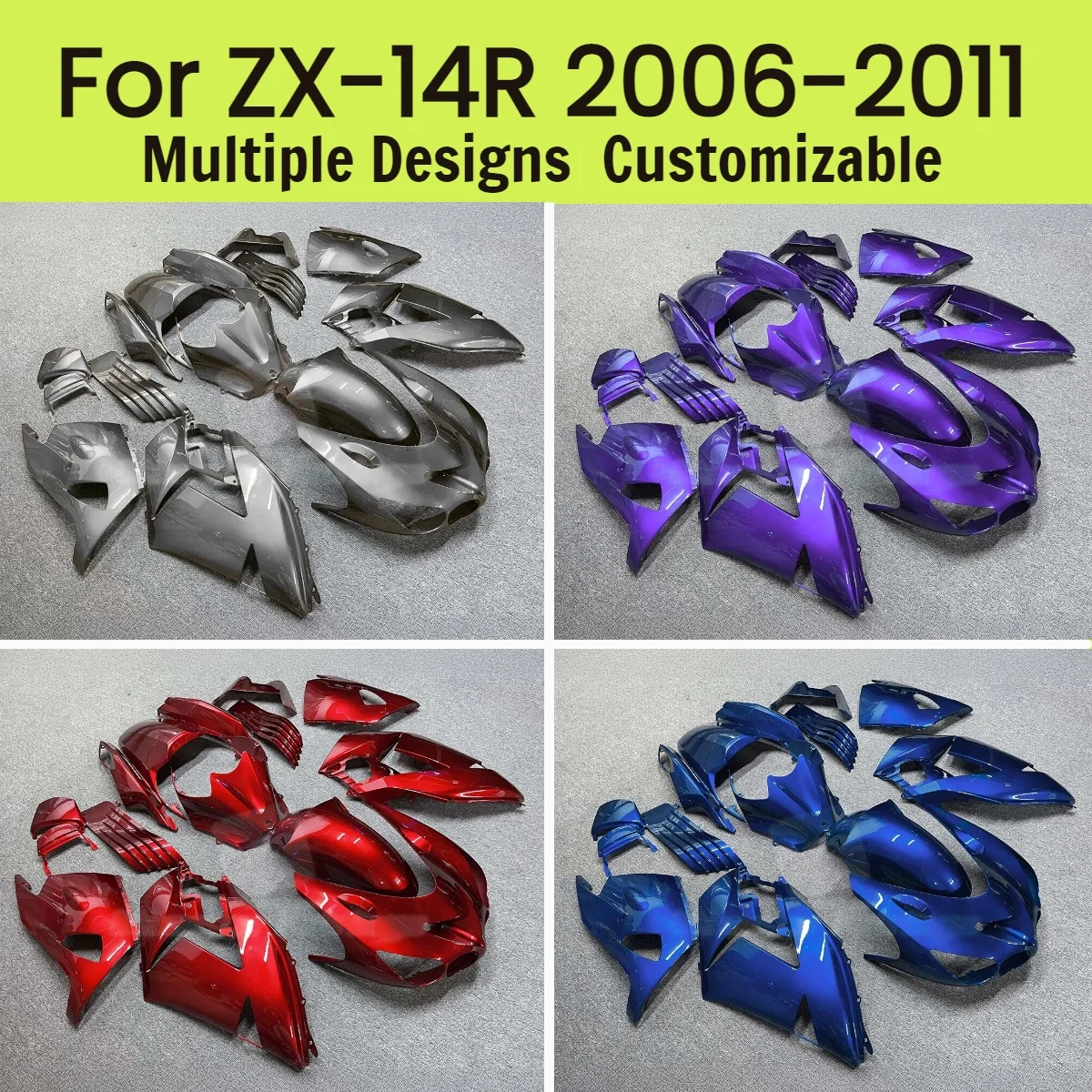 

Комплект обтекателей для мотоцикла Kawasaki ZX14R 2006-2011, литые обтекатели, комплект кузовных деталей