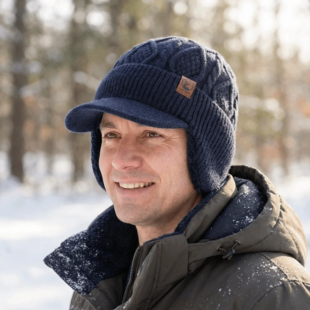 

Stylish Fur Lined Winter Beanie Hat Thick Thermal Earflap Cap Windproof Coldproof Knitted Hat Winter Season