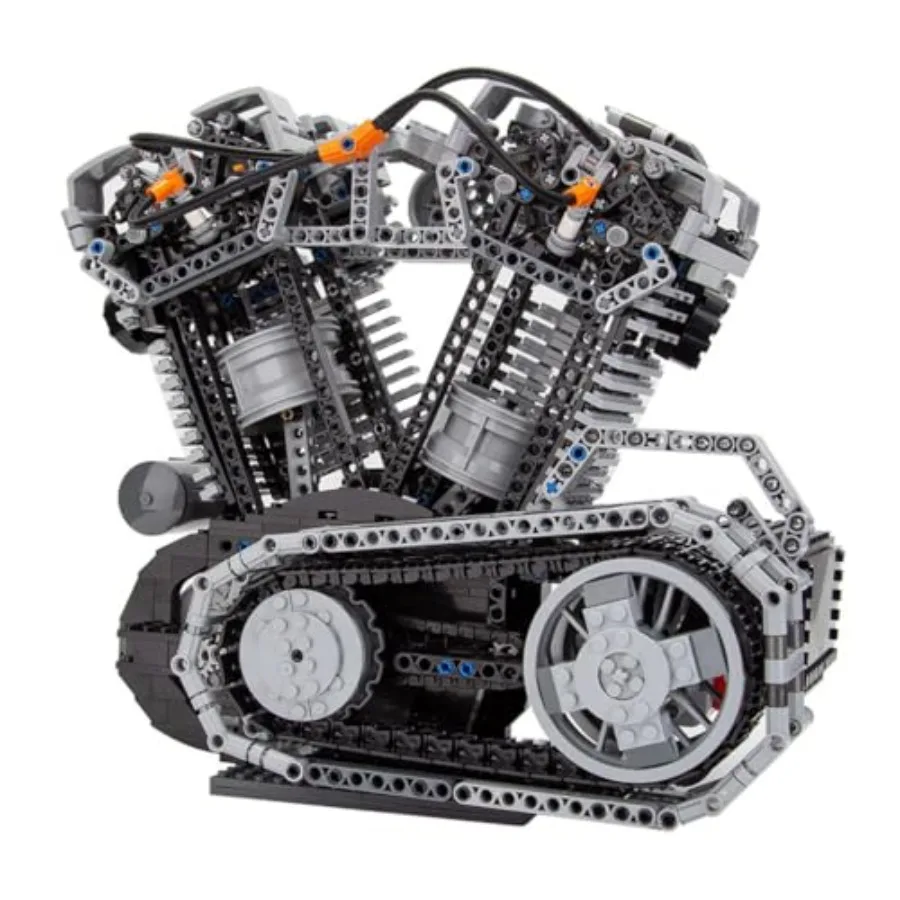 

V2 OHV Engine Building Blocks That Works FourStroke 8Valve Engine Model Kit Home Decor Gift for Christmas Birthday 1653PCS