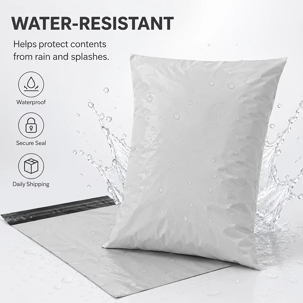100Pcs Poly Mailers, Durable White Self-Seal Shipping Envelopes. Waterproof Tear-Resistant PE Mailing Bags with Strong Adhesive. Lightweight and Cost-Effective, Ideal for Small Business Daily Commodit image 7