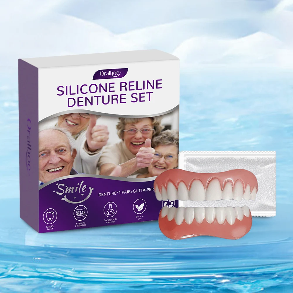 Silicone Reline Denture Set Denture Repair Kit Wear-Resistant Denture Silicone Liners Soft Denture Kit for Upper & Lower Denture
