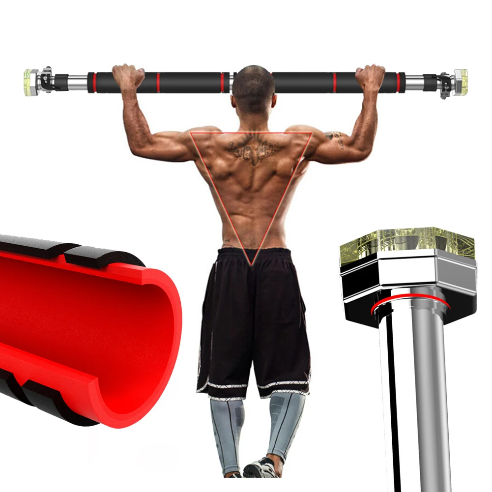 Doorway Pull Up Bar Horizontal Bar Fits 25.3-33.1in Door Frames Exercise Single Bar Adjustable Length for Strength Training