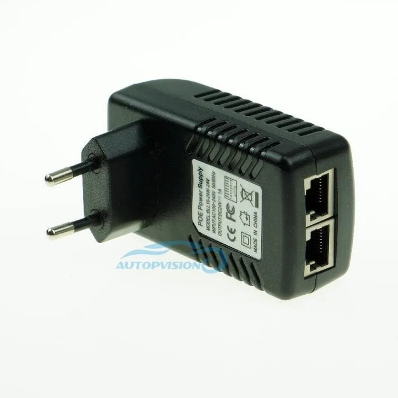 New Active Power Adapter POE Injector PSE Output DC24V 1A Power over Ethernet EU plug Free Shipping