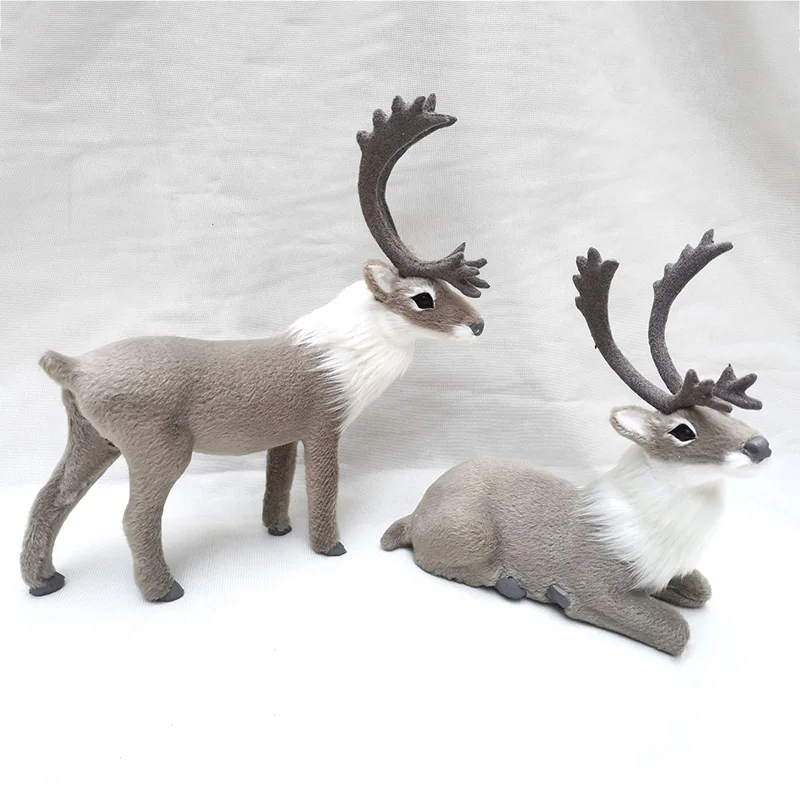 Simulation Small Deer Ornaments White Sika Deer Reindeer Figurines Miniatures Home Garden Table Decoration Craft Party Kid Gifts