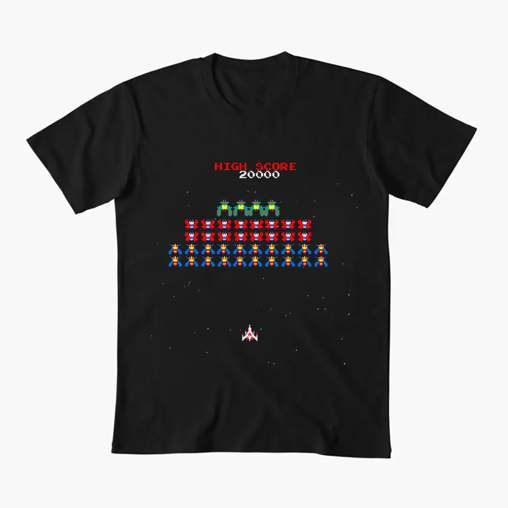 

Retro Pixel Screen Cartoon Space Invaders 0602 Galaga Arcade Gift T Shirt Old school games Graphic Clothes US Size Tops S-6XL