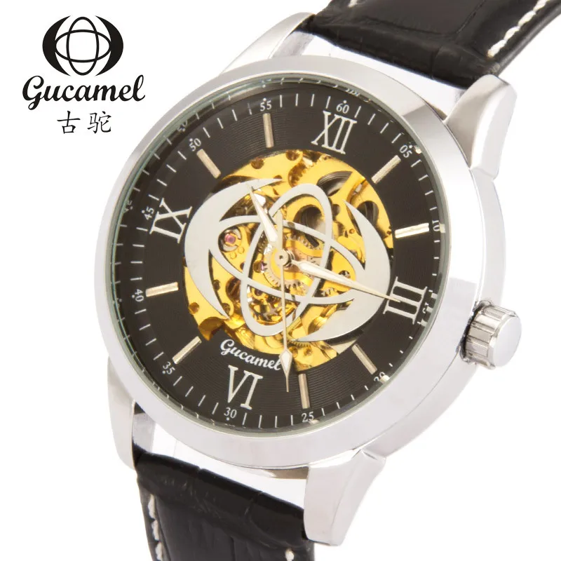 

Men’s Automatic Skeleton Mechanical Watch Roman Numerals Transparent Dial Luxury Wristwatch