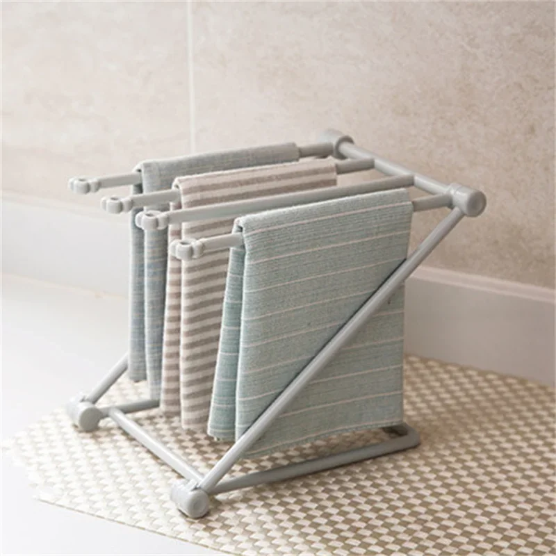 

Foldable Kitchen Towel Rack Plastic Storage Rag Rack Vertical Desktop Dish Cloth Drain Shelf Multi-Function Kitchen Supplies