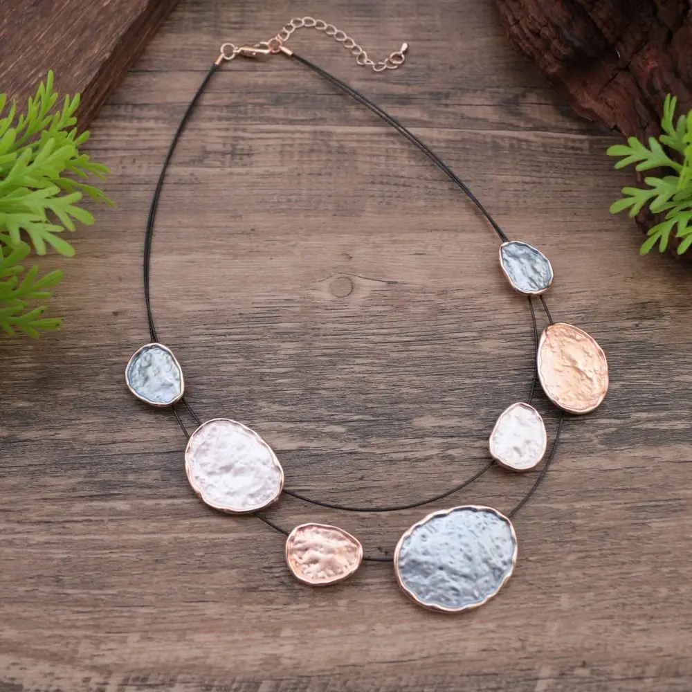 

Creative Colored Women's Necklace Circular Irregular Colorful Choker Oil Dripping Design Alloy Neck Pendant Accessory