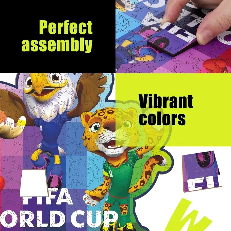 FIFA World Cup Wooden Puzzles for Adults Unique Shape Jigsaw Puzzle Exercise Brain Toys Sports Fans for Adults Festival Gifts