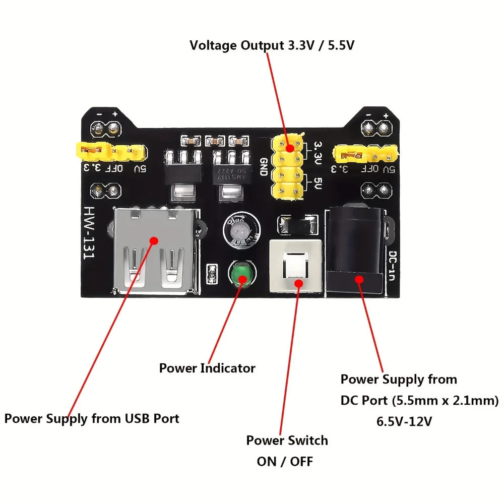 830/400/170 Points Breadboard Power Supply Kit with Jumper Wires, USB Cable, for Arduino Electronics Starter, STEM Learning, PC