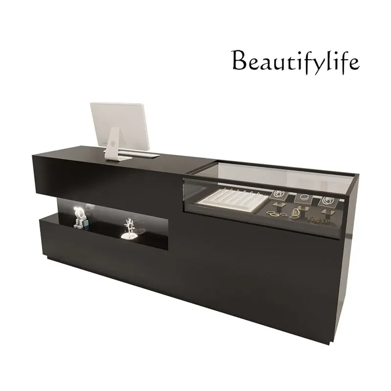 

Premium light luxury clothing store Cashier bar counter store Small simple front desk glass counter table