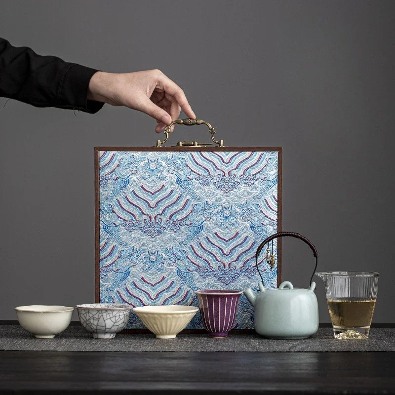 Forbidden City merchandise five famous kilns tea set teacup set for teachers and elders gifts company business gifts