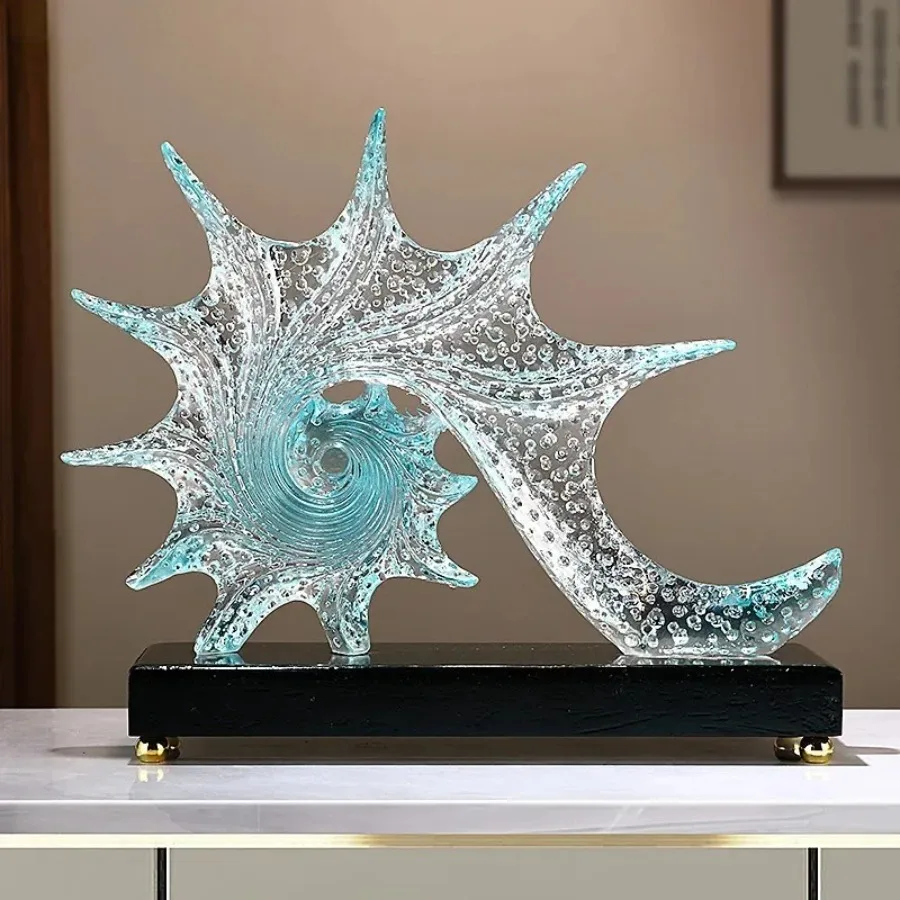 Creative Spiral Conch Statue Landscape Ornaments Desk Figurines Resin Crafts Bubble Conch Sculpture Room Aesthetic Home Decor