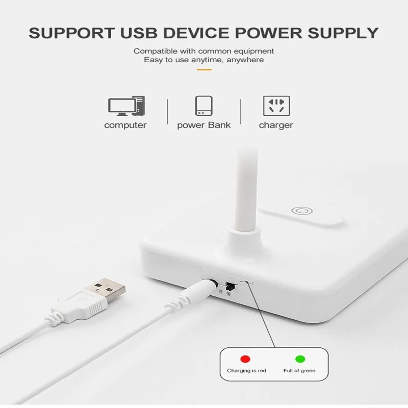 Imagem -05 - Controle de Toque Conduziu a Lâmpada Mesa Usb Recarregável Livro Leitura Luzes Regulável Estudante Luz Estudo Flexível para Cabeceira Escritório