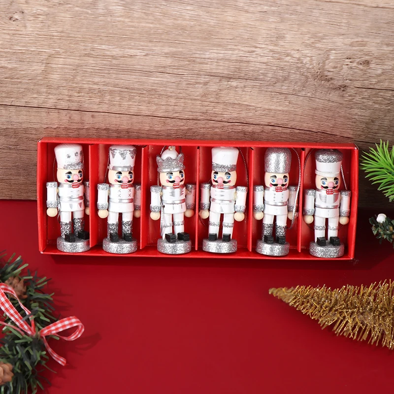 1Pc 6CM Nutcracker Puppet Soldier Pendant Christmas Decoration Cartoon Mini Soldier Doll Desktop Ornament Home Decor