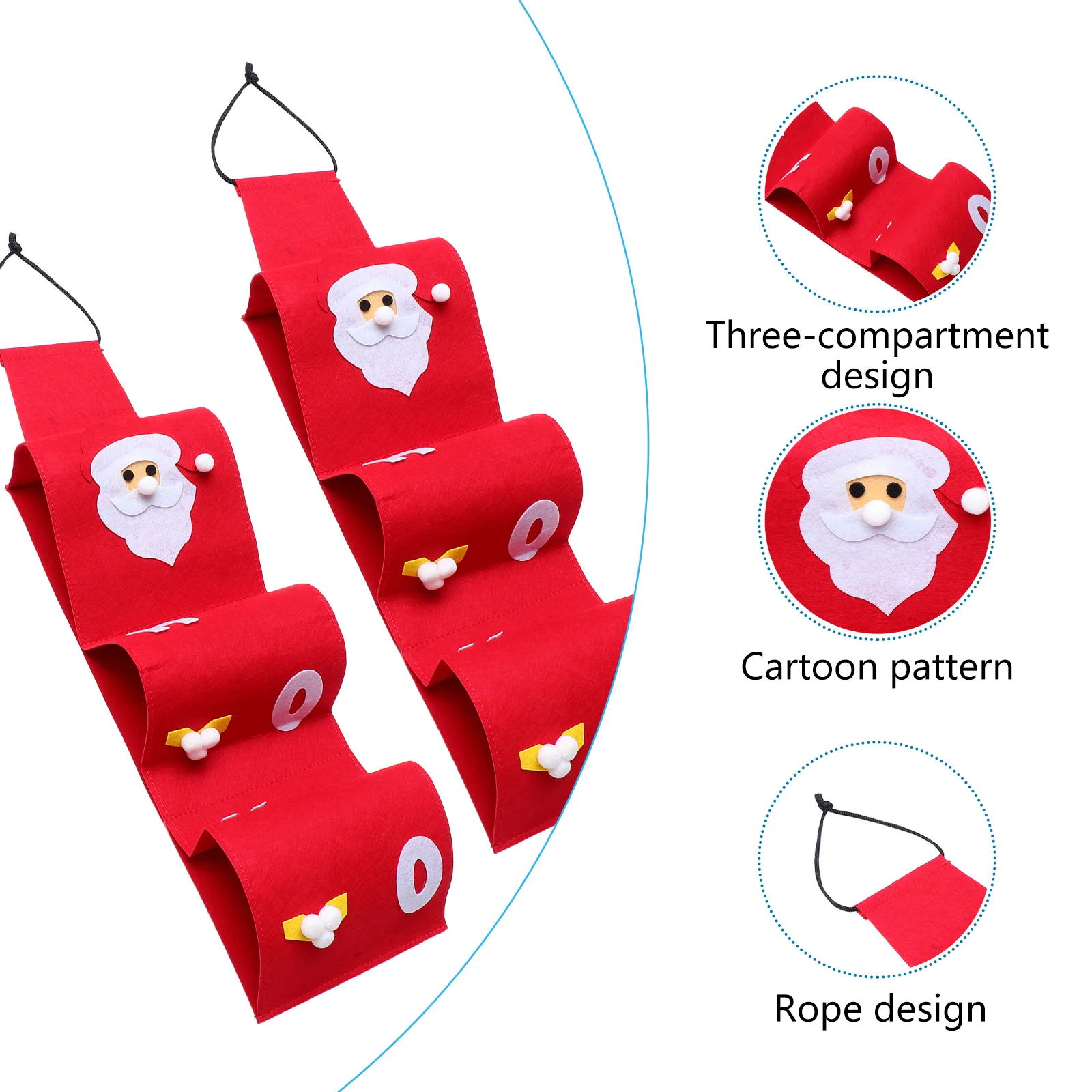 

Santa Wall Decors Christmas Tissue Hanging Bag Toilet Holder Paper Dispenser Red Felt Cloth