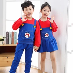 Vêtements de salle de bain Super Mario pour enfants, robe à bavette pour enfants, costume Luigi Cosplay, ensemble familial Anime, cadeaux pour garçons et filles, nouveau jeu, 2021