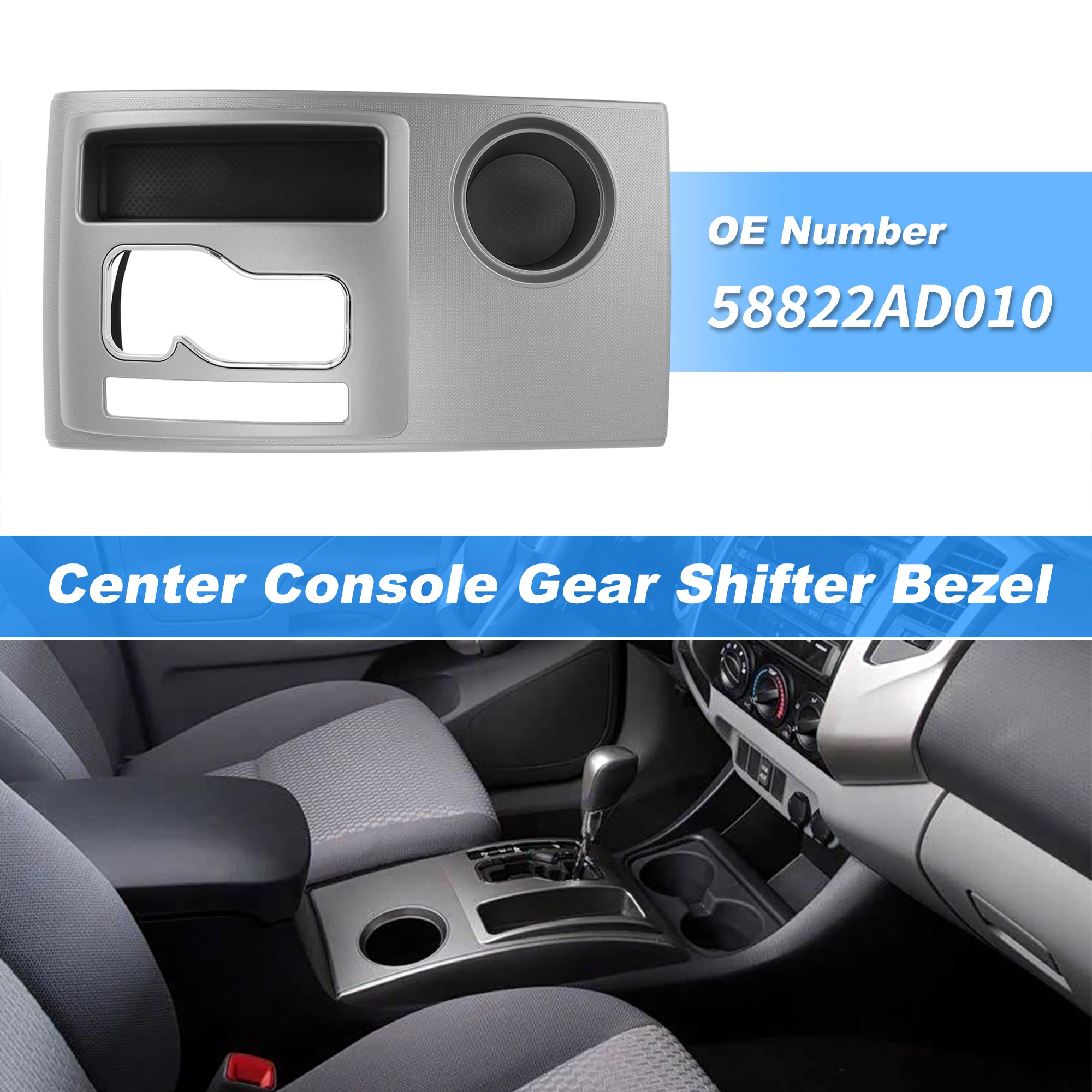 

UXCELL No.58822AD010 Gear Shifter Bezel Panel Cover for Toyota Tacoma 05-15 Silver Tone