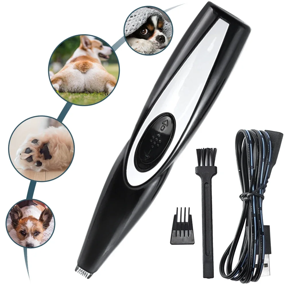 Dog Hair Clippers Professional Pet Trimmer Dog Growing Clipper USB Rechargeable Butt Ear Eyes Foot Hair Cutter Remover Low-noise