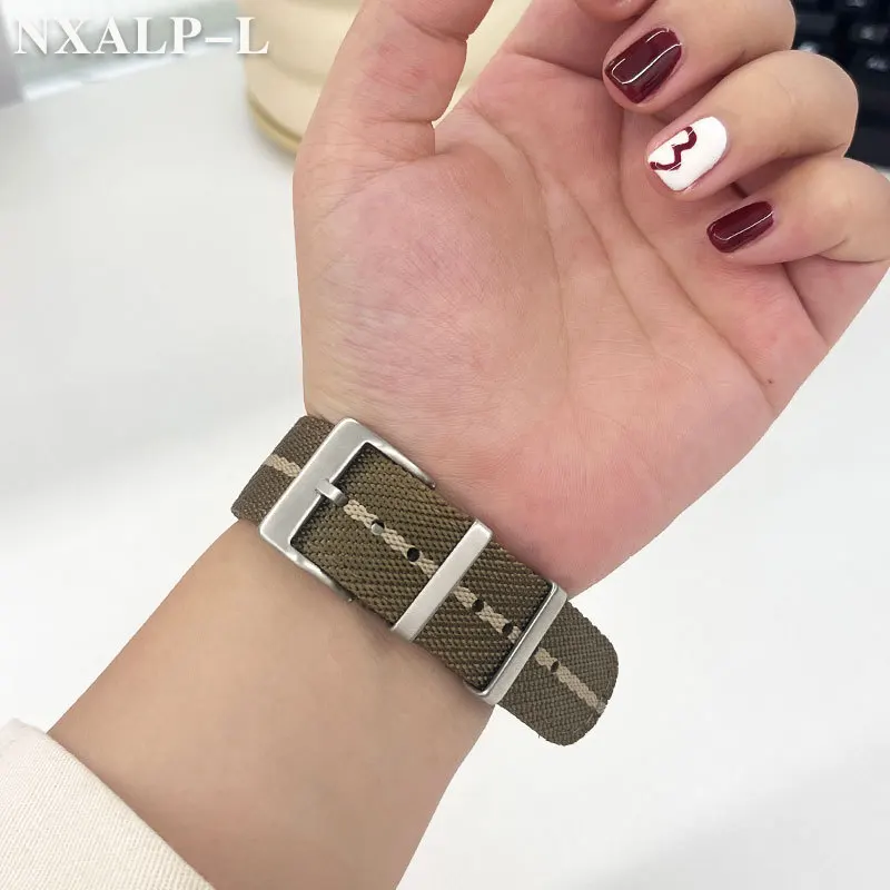 حزام ساعة نايلون ممتاز للرجال ، سوار رياضي عسكري بديل ، تحرير سريع ، سوار ساعة قماش قماشي عالمي ، 20 أو 22 أو
