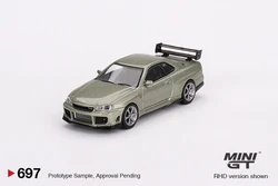 MINIGT 1/64 Nissan Skyline GT-R(R34)Tommykaira R-z Millenium Jade MGT00697-CH Cars Alloy Diecast Metal Model Kids Toys for Boys