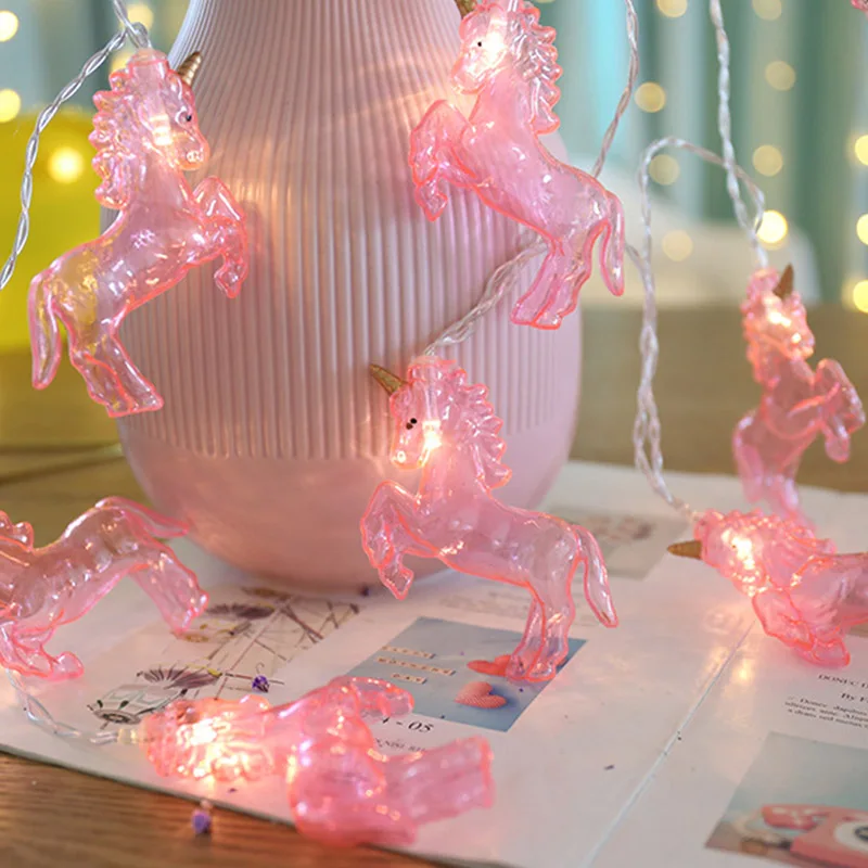 10Leds Pink Unicorn Fairy Lights Night String Lights Lamps Unicorn Party Decoration Wall Home Ornament Birthday party Christmas