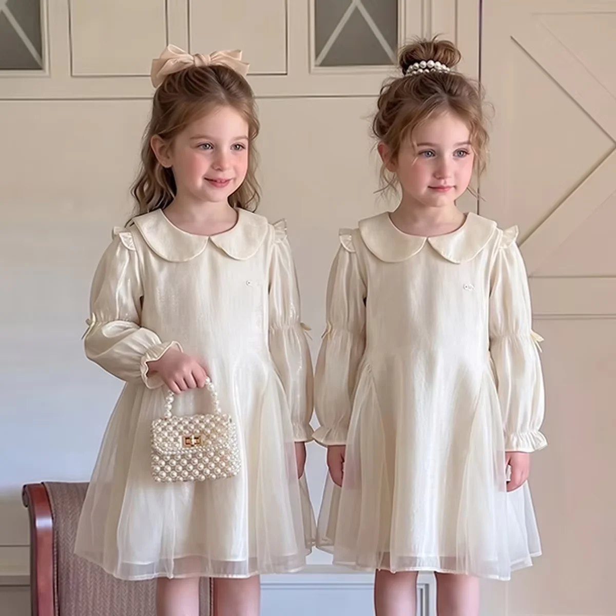 Baby Girls' Dress Spring and Autumn New Style Children's Long Sleeve Mesh Princess Birthday Dress 90-160CM 3