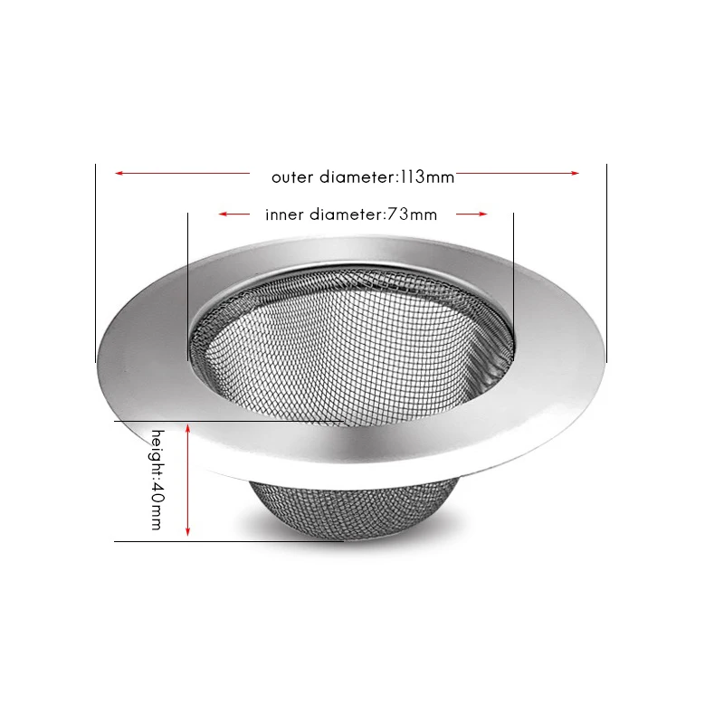 Filtre de vidange d'évier de cuisine en acier inoxydable avec couvercle, crépine à maille anti-blocage, 6 pièces