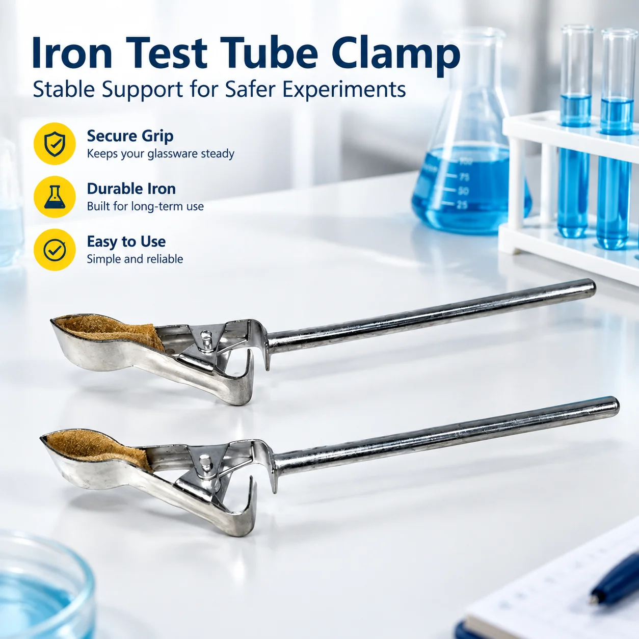 Laboratory Iron Test Tube Clamp Stand Flask Clip Fixed Support Chemical Experiment Accessory Lab Consumable Tool