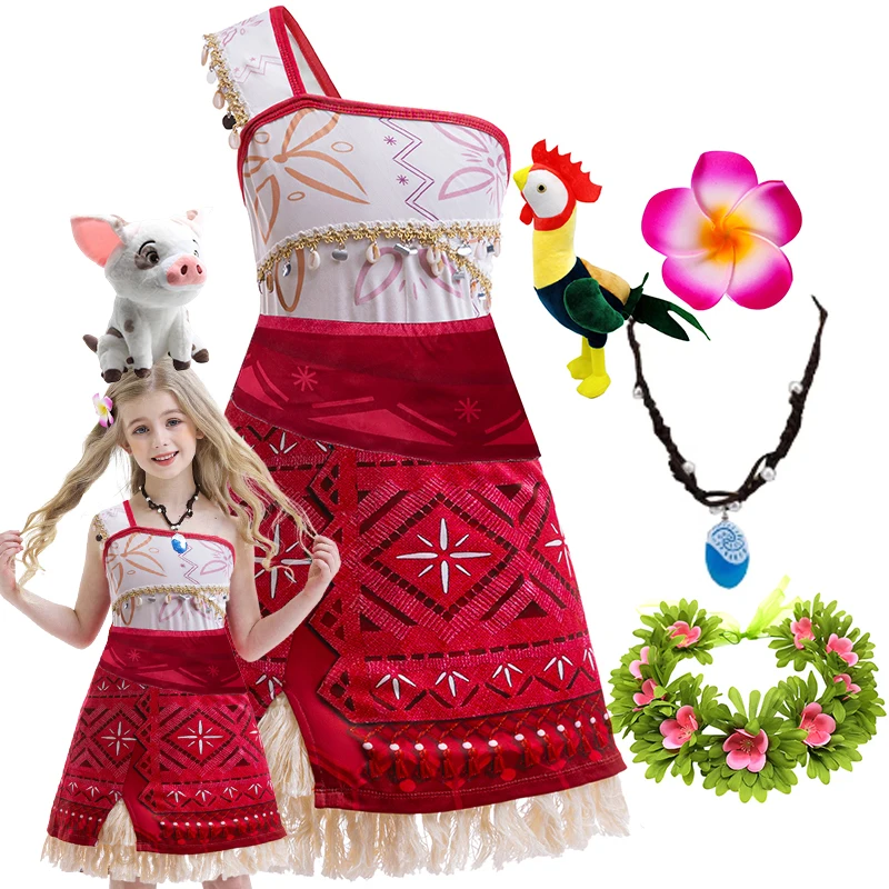 Moana 2 Dress 2025 Ocean Adventure Girls Party Birthday Kids Princess Vintage Clothes Chick Pig Set Moana Dress Up Costume 2-12T