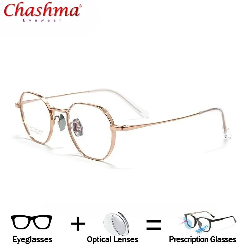 

Chashma Women Fashion Pure Titanium Eyewear Prescription Glasses Lightweight Big Bridge 21mm Frames Men Eyeglasses Spectacles
