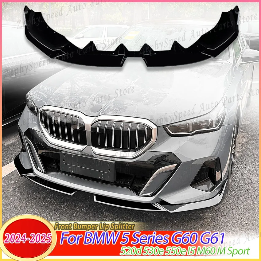 

Car Front Bumper Lip Splitter For BMW 5 Series G60 G61 520d 530e 550e I5 M60 M Sport 2024 2025 Diffuser Spoiler Car Accessories
