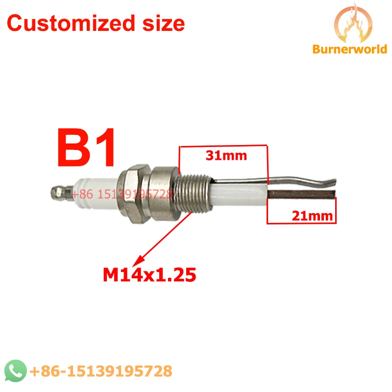 Industrial Furnace Ignition Rod M14×1.25 Burner Spark Plug M18×1.5 Water Level Probe G1/2 Detector accept customized