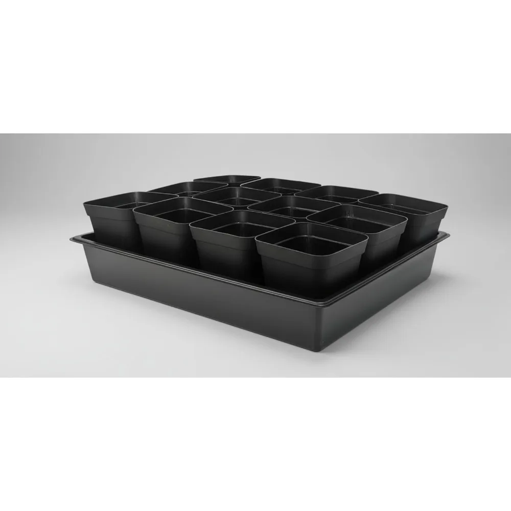 

3.5 Inch Square Nursery Pots 60pcs with Seedling Trays 5 Sets, Sturdy Plant Starter Kit for Microgreens Gardening