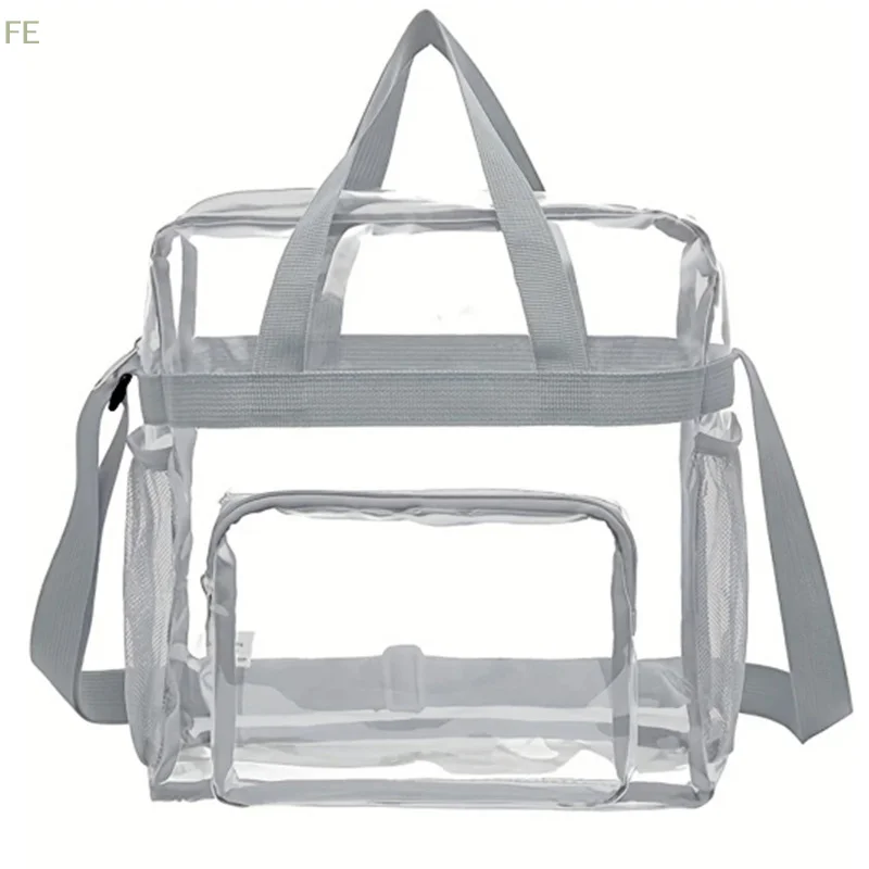 

[F] Large Capacity PVC Transparent Bag Portable Washing Bag Clear Tote Multi Pocket Handbag
