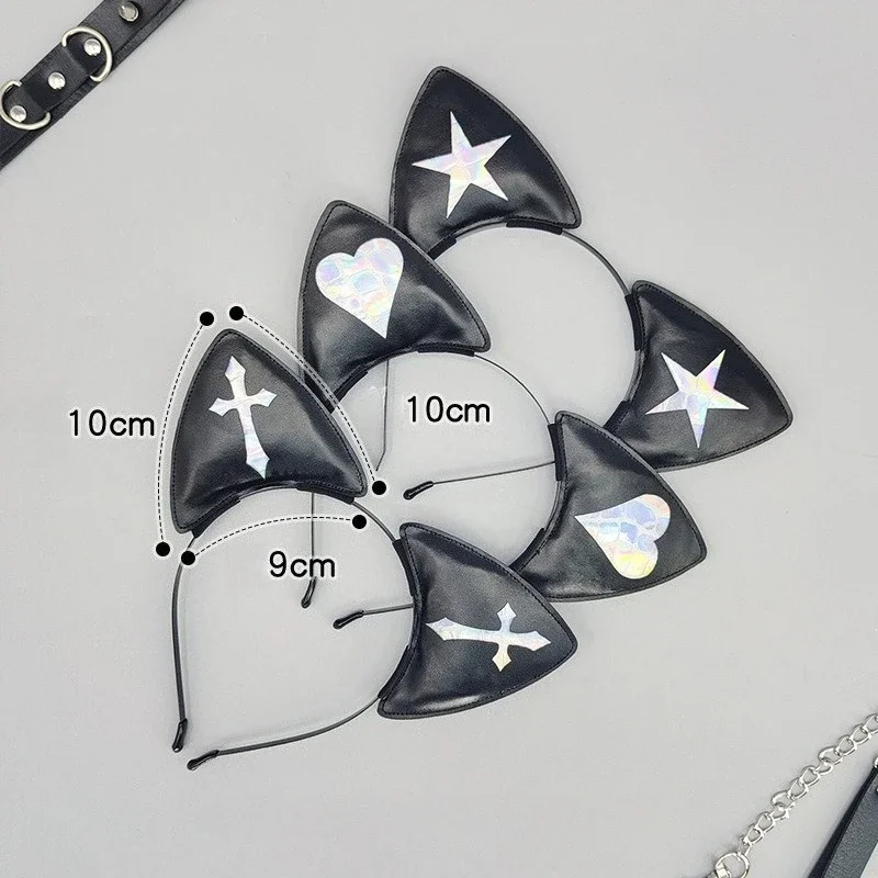 Y2K Fascia per orecchie di gatto punk gotico all'ingrosso Accessori cosplay animali Kawaii scuri Fermaglio per capelli incrociato per donne Halloween