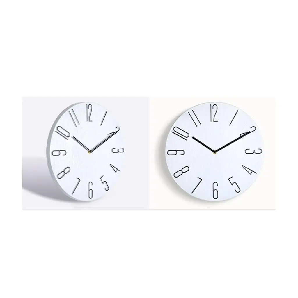 Silent Simple Wall Clock 12-Inch Round Sweep Movement Clocks Battery Operated for Living room and Decor