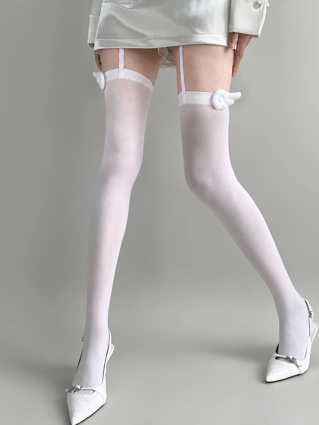 Medias largas negras de tubo alto sexys y delgadas para mujer, con liguero de ala sobre la rodilla, estilo japonés, medias JK...