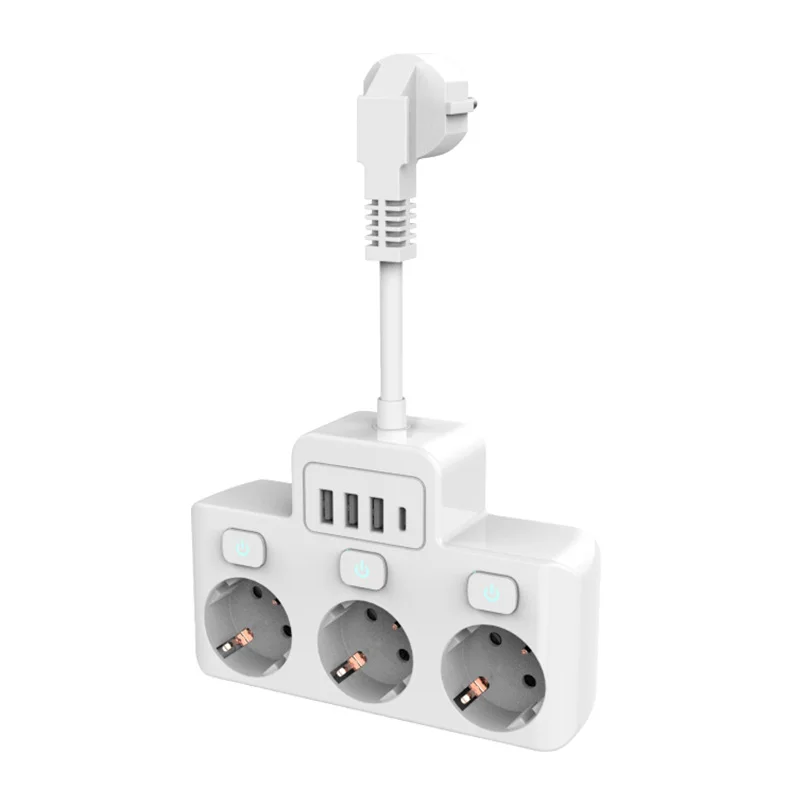 EU Plug Power Strip 2 AD with 3 USB 1 Type-C Port Electrical Socket Universal Outlet Home Office Adapter Surge Protector
