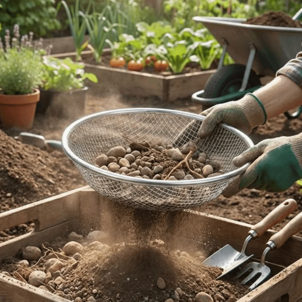 

4/6/8 MM Garden Soil Sifter Round Rust-Resistant Gardening Sand Sieve Sifting Equipment Heavy Duty Rock Dirt Separator