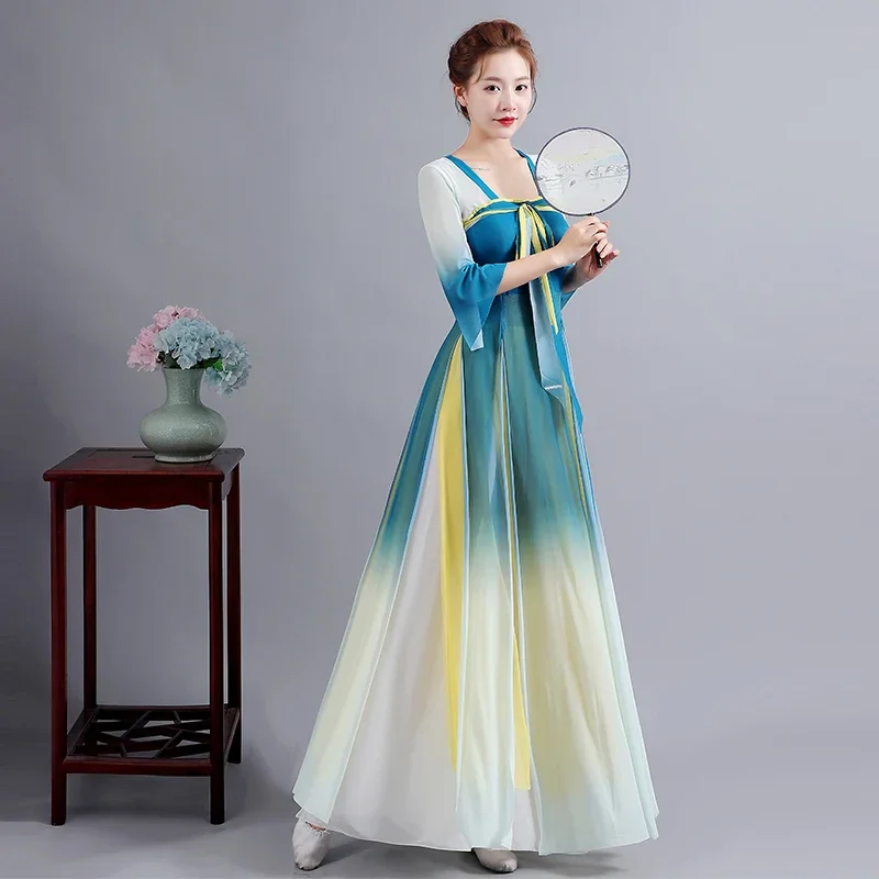 Chinesische Klassische Tanz Kostüm Weibliche Oriental Traditionellen Tanz Hanfu Kleid Elegante Alte Yangko Tanz Tragen Leistung