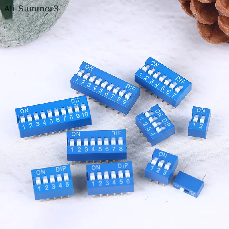 10Pcs Slide Type Switch Module 1 2 3 4 5 6 7 8 10Pin DIP Switch Kit 2.54mm Toggle Switch Blue Snap Switches